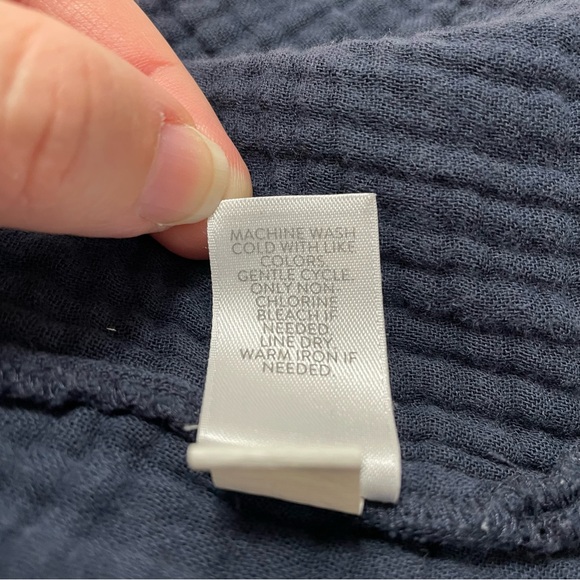 J. Jill Navy Blue Cotton Gauzy Collared Mini Shift Shirt Dress Women's Size SP - Picture 10 of 11